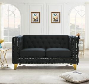 Velvet Loveseat Sofa, Comfy Couch for Living Room