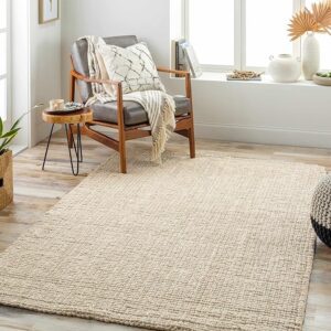 Natural Fiber Area Rug - Natural Farmhouse Look Carpet - Rattan Wicker Look Carpet - Cream, Beige